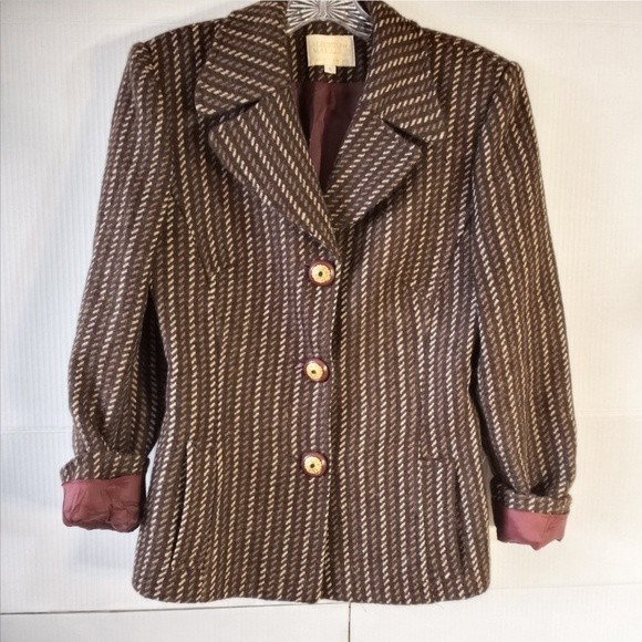 Vintage Alberto Makali Beyond Fabulous Wool Weave 3 Button Blazer 6 - Picture 6 of 12
